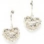 Silver Colored Earring Fish Hook Metal Casting Heart Pierced Texture 15 Mm Drop 210155-0591SVSIV