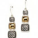 Silver Colored Earring Fish Hook Linear Drop Metal Casting Square Texture 1 1 4 Inc 210155-0571TTSIV