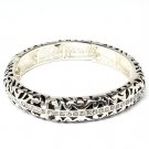 Clear Bracelet Stretch Bridge Jewelry Crystal Studs Engraved Designer Inspired Tarn 210152-9052ASCLR
