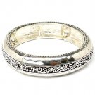 Silver Colored Bracelet Stretch Bridge Jewelry Filigree Texture Designer Inspired T 210152-8987ASSIV