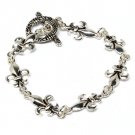 Silver Colored Bracelet Toggle Bridge Jewelry Fleur De Lys Designer Inspired Tarnis 210152-7002ASSIV