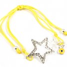 Yellow Bracelet Cord Adjustable Star Evli Eye Crystal Studs 10 Inch Long 210152-03069SVYEW