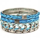 Blue Bracelet Bangle Stackable Fabric Nylon Stripe Interlaced Braided 1 1 4 Inch W 210152-02987SOBLU