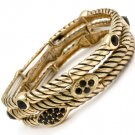 Black Bracelet Stretch Stackable Glass Stones Formica Crystal Studs Texture Rope P 210152-02911MGBLK
