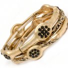 Black Bracelet Stretch Stackable Crystal Studs Various Patterns Various Hoops 1 In 210152-02908MGBLK