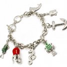 Pink Bracelet Toggle Charms Anchor Fish Octopus Sea Horse Enamel 8 Inch Long 210152-02866RDMLT