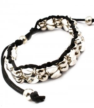 Clear Bracelet Cord Adjustable Hearts Beads 12 Inch Long 210152-02622ASBLK