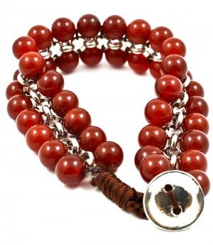 Red Bracelet Button Cord Beads 20 Mm Width 7 1 2 Inch Long 210152-0252RDRED