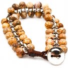 Natural Bracelet Button Cord Beads 20 Mm Width 7 1 2 Inch Long 210152-0252RDNAT