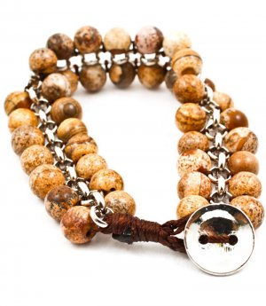Natural Bracelet Button Cord Beads 20 Mm Width 7 1 2 Inch Long 210152-0252RDNAT