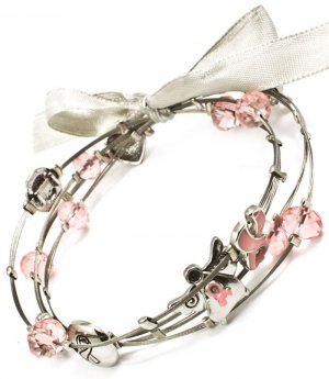 Pink Bracelet Cord Bead Various Charms Flower Heart Angel Ribbon Multi Strands 8 I 210152-02514RDPNK