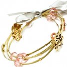 Pink Bracelet Cord Bead Various Charms Flower Heart Angel Ribbon Multi Strands 8 I 210152-02514AGPNK