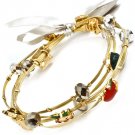 Multi Colored Bracelet Cord Bead Various Charms Apple Bag Book Ribbon Multi Strand 210152-02513AGMLT
