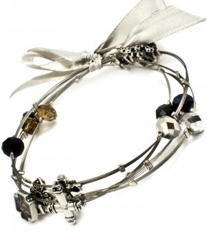 Multi Colored Bracelet Cord Bead Charms Cross Ribbon Multi Strands 8 Inch Long 210152-02512RDMLT