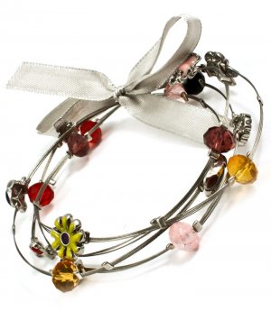 Multi Colored Bracelet Cord Bead Various Charms Lipstick Purse Bow Ribbon Multi St 210152-02511RDMLT