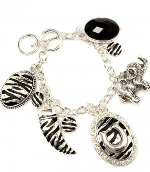 Animal Print Bracelet Toggle Charm Elephant Formica Crystal Studs Texture 1 Inch C 210152-02486ASANI
