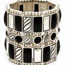 Black Bracelet Stretch Formica Beads Faceted Various Charms 2 1 4 Inch Width 210152-02395MSBLK