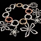 Silver Colored Bracelet Toggle Charms Rings Links Flower 8 Inch Long 210152-02072THSIV
