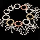 Silver Colored Bracelet Toggle Charms Rings Links Flower Butterfly Dragonfly 8 Inc 210152-02071THSIV