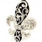 Clear Ring Adjustable Stretch Crystal Stone Fleur De Lys Texture 2 Inch Tall 2101518-0148RDCLR