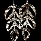 Silver Colored Earring Linear Drop Fish Hook Leaves Texture Pierced 3 1 4 Inch Drop 1995-99851RDSIV