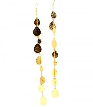 Gold Colored Earring Fish Hook Metal Casting 9 Inch Drop 1995-99800GDGOD