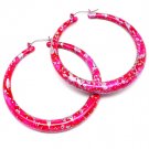 Fuschia Earring Pin Catch Hoop Paint Mottled Match With Aiib99231 2 1 2 Inch Drop 1995-99701FSH