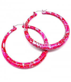 Fuschia Earring Pin Catch Hoop Paint Mottled Match With Aiib99231 2 1 2 Inch Drop 1995-99701FSH