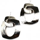 Silver Colored Earring Linear Drop Fish Hook Metal Casting Texture 2 3 4 Inch Drop 1995-99649RDSIV
