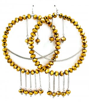 Brown Earring Fish Hook Hoop Beads Tassel Metal Chains 3 1 4 Inch Hoop 4 3 4 Inch Dr 1995-99141RDBRO