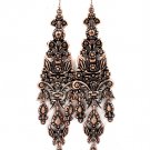 Brown Earring Fish Hook Chandelier Drop Texture Various Cuts 4 3 4 Inch Drop 1995-99076COBRO