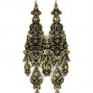 Gold Colored Earring Fish Hook Chandelier Drop Texture Various Cuts 4 3 4 Inch Drop 1995-99076BOGOD