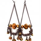 Brown Earring Fish Hook Chandelier Drop Beads Mixed Beads Metal Links 3 Inch Drop 1995-99070COBRO