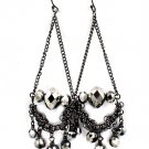 Silver Colored Earring Fish Hook Chandelier Drop Beads Mixed Beads Metal Links 3 Inc 1995-99070BNSIV