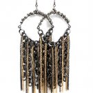 Black Earring Fish Hook Beads Tassel Metal Links Charm 5 Inch Drop 1995-99069BNBLK
