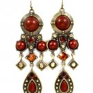 Brown Earring Fish Hook Glass Stones Tear Drop Formica Various Cuts Texture 2 3 4 In 1995-99064BOBRO