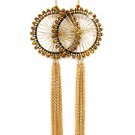 Gold Colored Earring Fish Hook Threads Hoop Beads Tassel 2 Inch Hoop 7 Inch Drop 1995-99063GDGOD