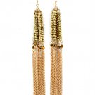 Gold Colored Earring Fish Hook Beads Tassel Metal Links 5 1 2 Inch Drop 1995-99047GDGOD