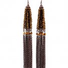 Brown Earring Fish Hook Beads Tassel Metal Links 5 1 2 Inch Drop 1995-99047COBRO