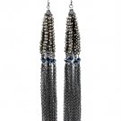 Black Earring Fish Hook Beads Tassel Metal Links 5 1 2 Inch Drop 1995-99047BNBLK