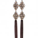 Brown Earring Fish Hook Beads Tassel Filigree 4 Inch Tassel 7 1 4 Inch Drop 1995-99046COBRO