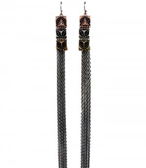 Multi Colored Earring Fish Hook Tassel Texture Metal Casting 6 1 2 Inch Drop 1995-99041BNMLT