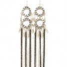 Silver Colored Earring Fish Hook Mesh Chain Tassel Charm 4 1 2 Inch Drop 1995-99012TTSIV