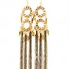 Gold Colored Earring Fish Hook Mesh Chain Tassel Charm 4 1 2 Inch Drop 1995-99012TTGOD
