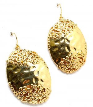 Gold Colored Earring Fish Hook Metal Casting 1 1 2 Inch Drop 1995-99006GDGOD