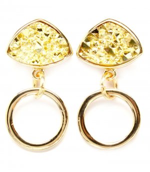 Yellow Earring Post Earring Metal Casting Natural Look 1 1 2 Inch Drop 1995-99003GDYEW
