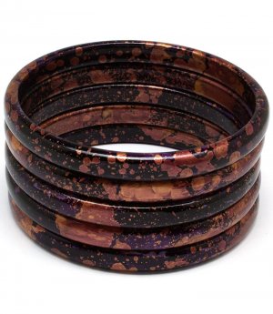 Purple Bracelet Bangle Stackable Painted Mottled 1 1 2 Inch Width 1992-99231PUR