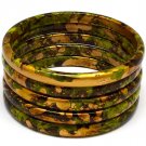 Green Bracelet Bangle Stackable Painted Mottled 1 1 2 Inch Width 1992-99231GRN