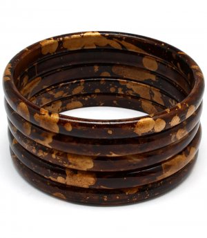 Brown Bracelet Bangle Stackable Painted Mottled 1 1 2 Inch Width 1992-99231BRO