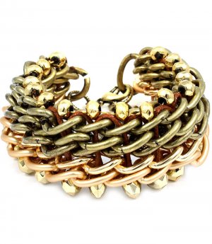 Multi Colored Bracelet Bead Metal Casting Metal Chains Linked Lobster Clasp 1 1 4 In 1992-99025GDMLT
